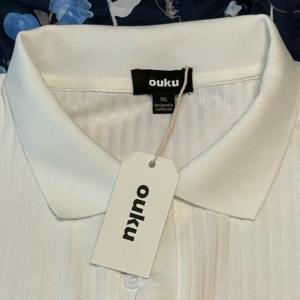 Men's Golf Shirt Knit Polo Work Casual Ribbed Polo Collar Classic Shirt Men 3XL - Picture 3 of 3